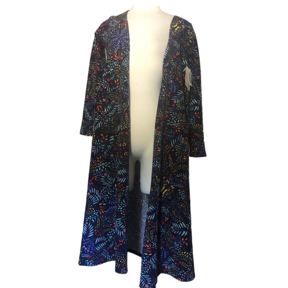 Lularoe Colorful Leaf Print Long Cardigan - Picture 2 of 5